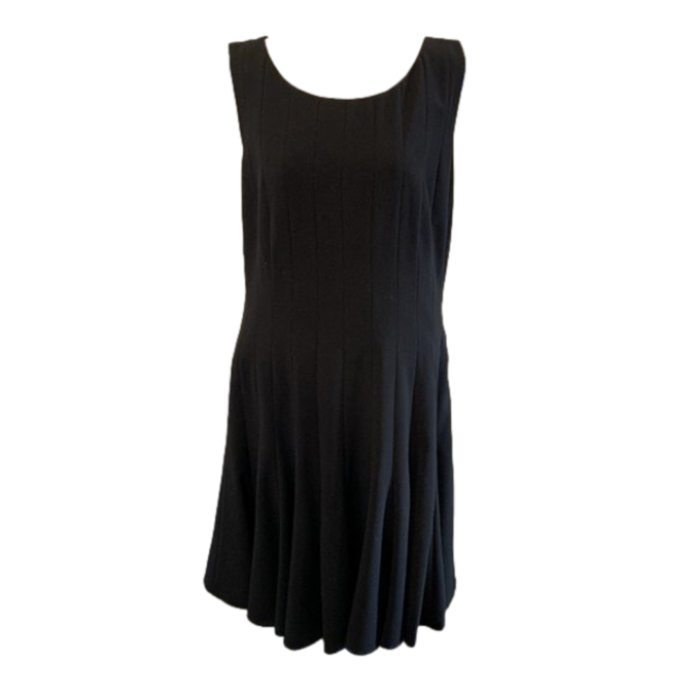 Black Calvin Klein Fit n Flare Dress, Sleeveless ,zip up, Darted pleats size 14